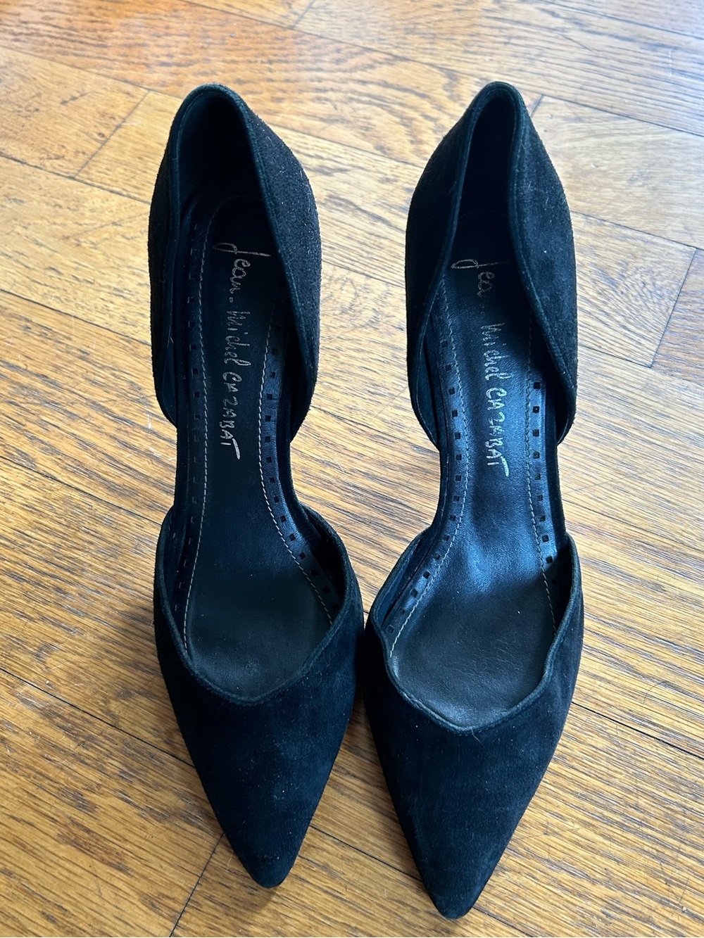 Jean-Michel Cazabat Black Suede Pumps Heels Women’s Open Side Size 8